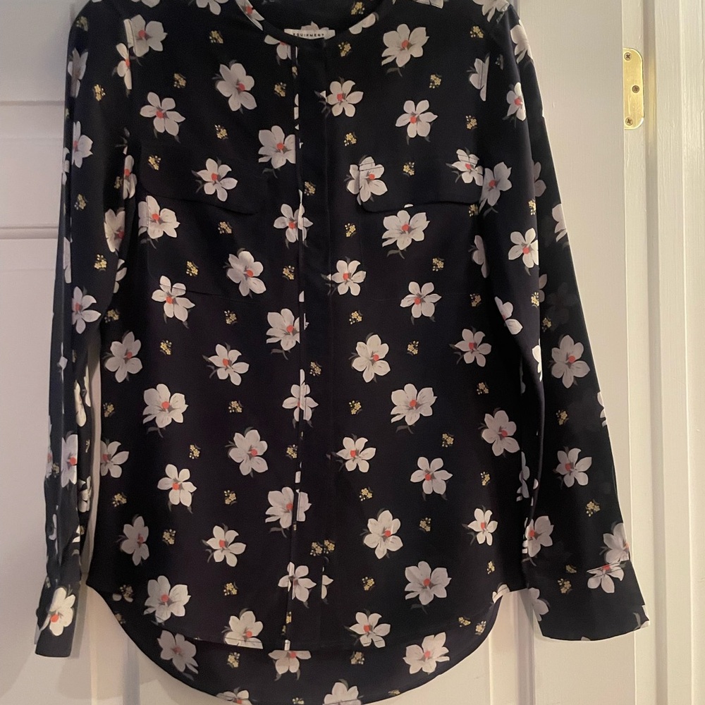 Equipment silk floral button down